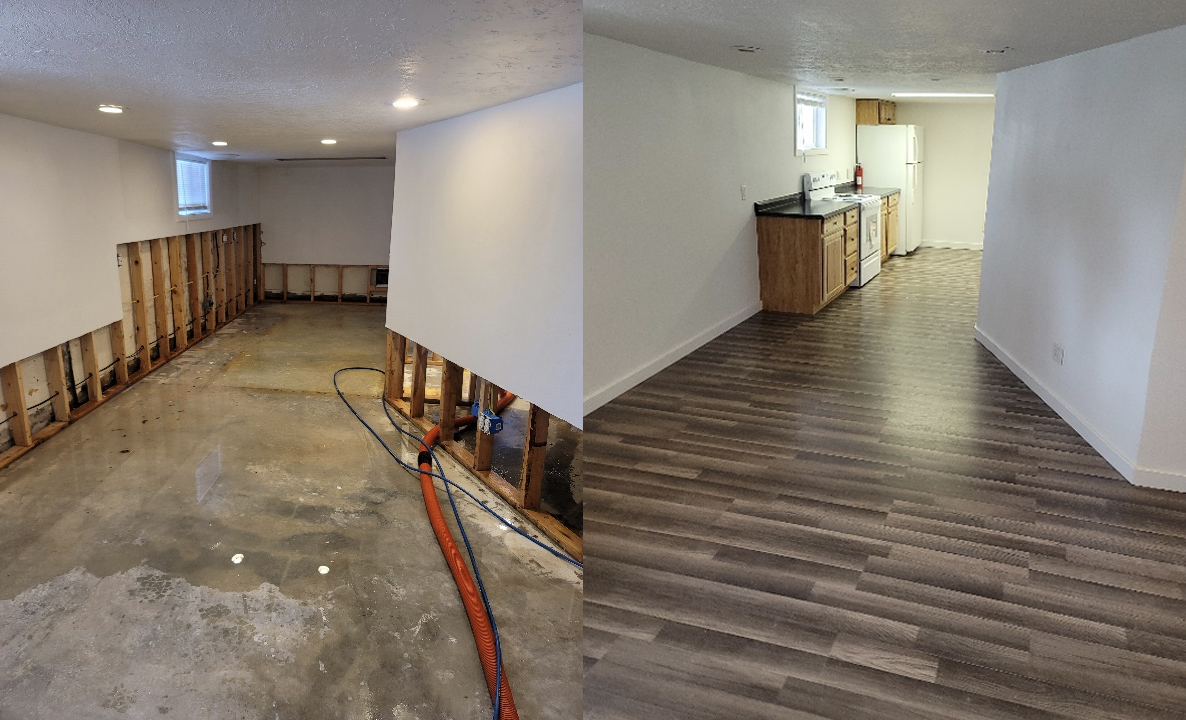 water damage remediation before and after HHE Idaho Falls